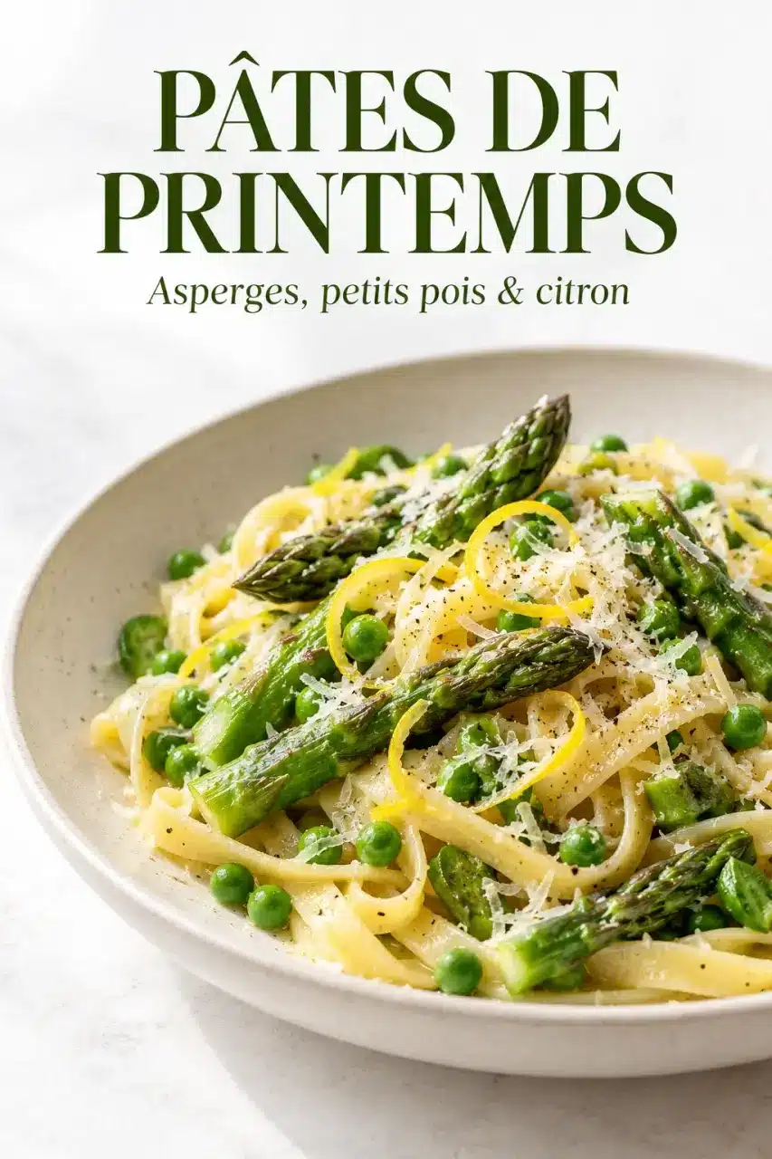 Idées recettes avril : pâtes aux asperges, petits pois et citron