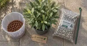Plante artificielle extérieur en pot, cache-pot et eau : risque d’abîmer
