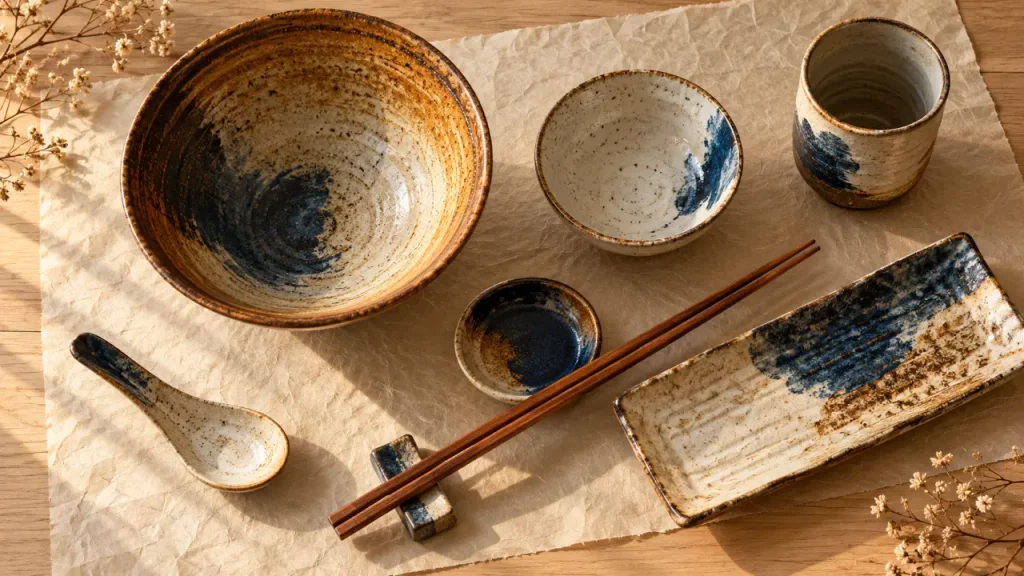 Vaisselle japonaise : bols ramen, bol à riz et donburi